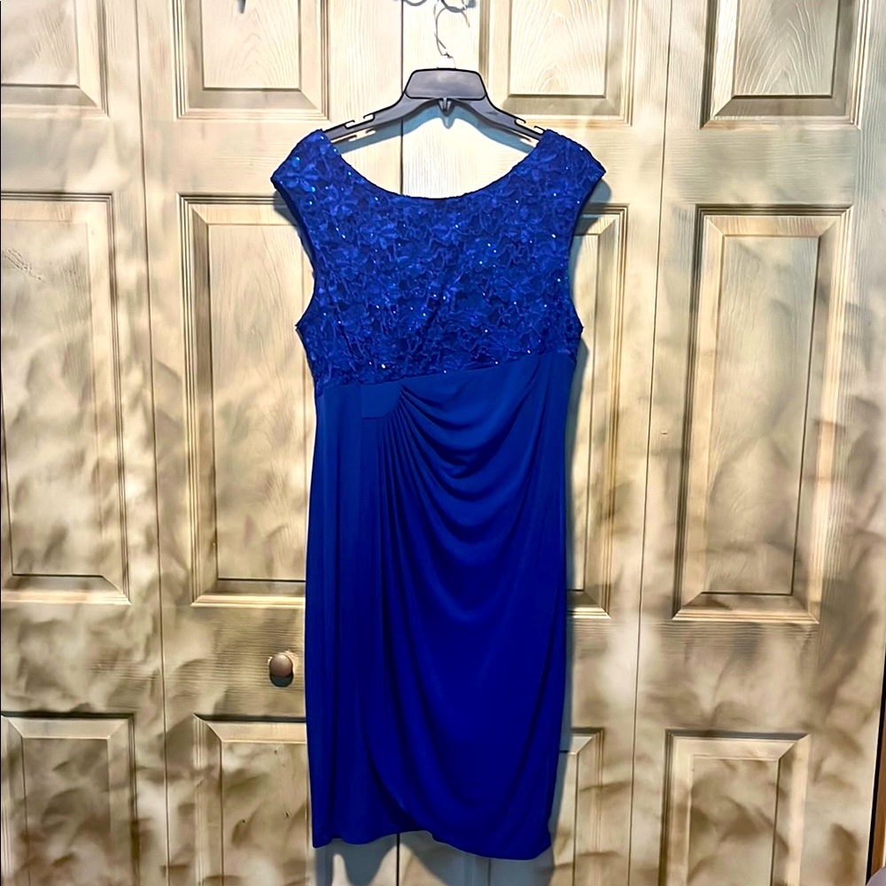 Connected Apparel Blue Ruched Sheath Dress